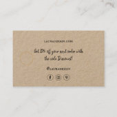 Botanische Floral Kraft Logo Minimale Dank je Busi Visitekaartje (Achterkant)