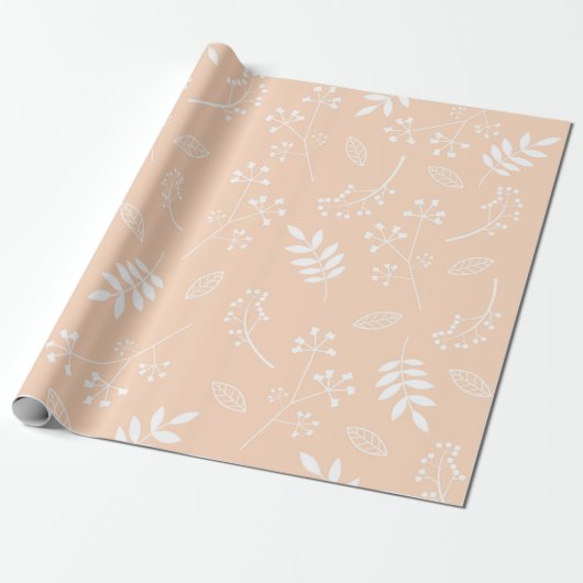 Botanische Floral laat grauwe pastei Cadeaupapier (Uitgerold)