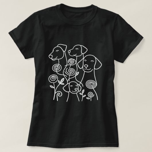Botanische Floral Labrador Minimalistische lijnkun T-shirt (Design voorkant)