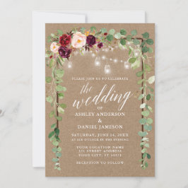Botanische Floral Lights Calligrafie Kraft Wedding Kaart