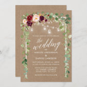 Botanische Floral Lights Calligrafie Wedding Kraft Kaart (Voorkant / Achterkant)