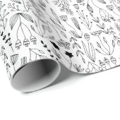 Botanische Floral Line Art Cadeaupapier (Rol Hoek)