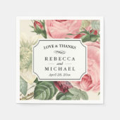  botanische Floral Love and Bedankt Wedding Servet (Voorkant)