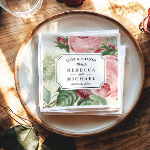  botanische Floral Love and Bedankt Wedding Servet