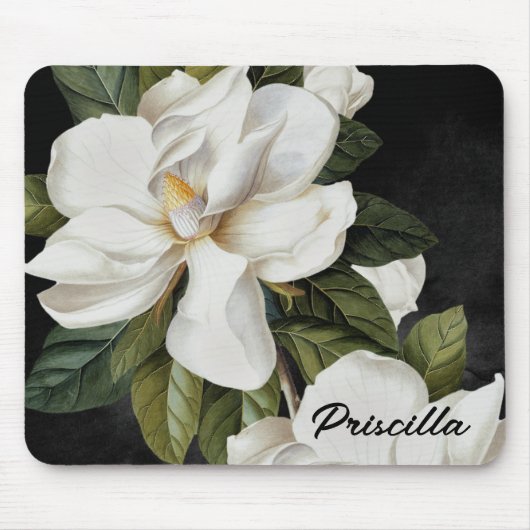 Botanische Floral Magnolia op maat Muismat (Voorkant)