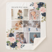 Botanische Floral mam Foto Collage Waterverf Sherpa Deken (Voorkant)