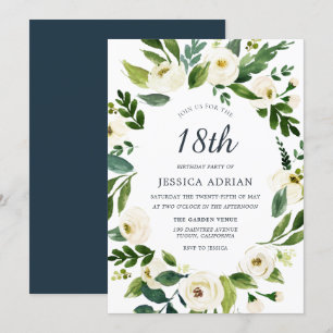 Botanische Floral met 18e verjaardag van de uitnod Kaart