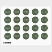 Botanische Floral met letters Groene beige Baby Ronde Sticker (Vel)
