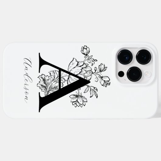 Botanische Floral Monogram Letter A Naam Case-Mate iPhone Case (Achterkant (horizontaal))