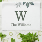 Botanische Floral Monogram / Rood & Witte Bloemen Theedoek (Gevouwen)