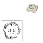 Botanische Floral Monogram Weddenschap Rubberstempel (Gestempeld)