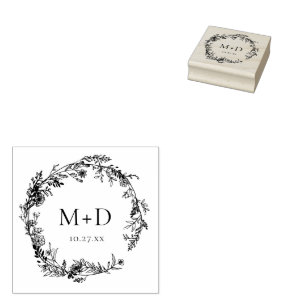 Botanische Floral Monogram Weddenschap Rubberstempel