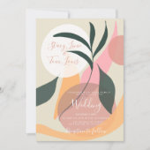 Botanische Floral Organic Shapes Wedding Kaart (Voorkant)