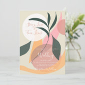 Botanische Floral Organic Shapes Wedding Kaart (Staand voorkant)