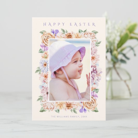 Botanische Floral Paasfotokaart Feestdagenkaart (Staand voorkant)