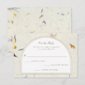 Botanische Floral Paper Modern Wedding RSVP Kaartje (Voorkant / Achterkant)