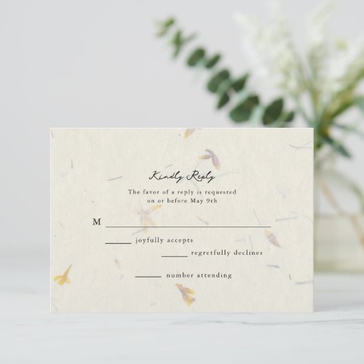 Botanische Floral Paper Modern Wedding RSVP Kaartje (Staand voorkant)