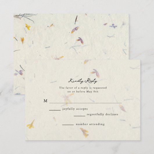 Botanische Floral Paper Modern Wedding RSVP Kaartje (Voorkant / Achterkant)