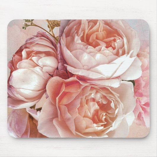 Botanische Floral Peony Blush Pink Rose Muismat (Voorkant)