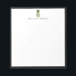 Botanische Floral Pineapple Black Lijst Notitieblok<br><div class="desc">Elegant waterverf eilandje botanische anananas logo met zwart lijst,  gepersonaliseerd met naam,  notitieblok. De de doopvontstijl en kleur van de tekst kunnen worden aangepast.</div>