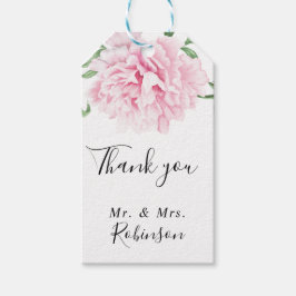 Botanische Floral Pink Peony Elegant Wedding Cadeaulabel