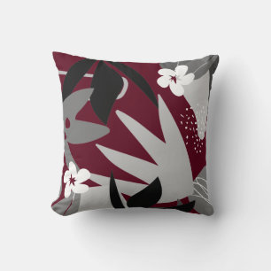 Botanische Floral Print Burgundy Kussen