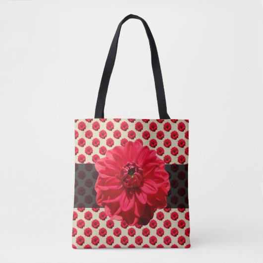 Botanische Floral Red op elke kleur Canvas tas (Voorkant)