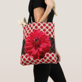 Botanische Floral Red op elke kleur Canvas tas (Dichtbij)