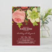  botanische Floral Red Wedding Shower Kaart (Staand voorkant)