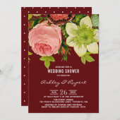  botanische Floral Red Wedding Shower Kaart (Voorkant / Achterkant)