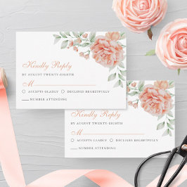 Botanische Floral roze Waterverf Elegant Wedding RSVP Kaartje