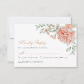Botanische Floral roze Waterverf Elegant Wedding RSVP Kaartje (Voorkant)