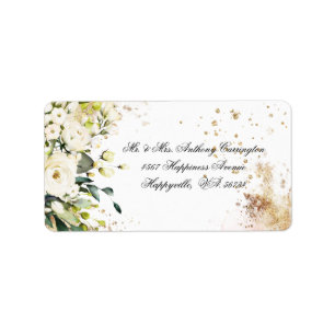 Botanische Floral Rustic White Wedding Return Labe Etiket