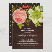 Botanische Floral Rustic Wood Wedding Shower Kaart (Voorkant / Achterkant)