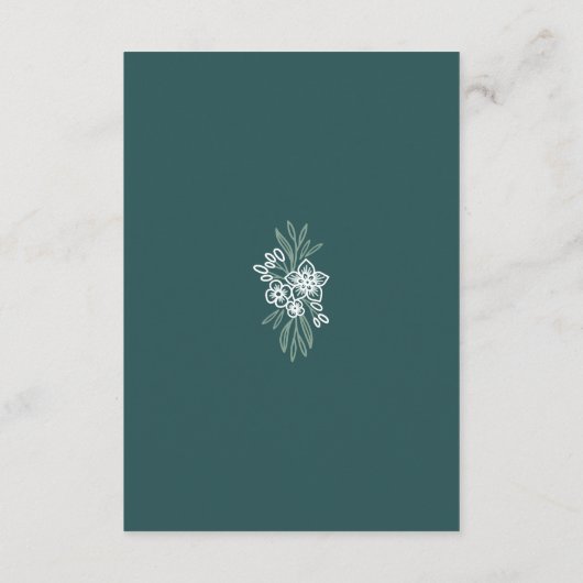Botanische Floral Sage Mint Emerald Green Wedding Informatiekaartje (Achterkant)