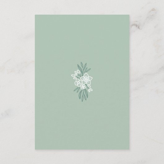 Botanische Floral Sage Mint Emerald Green Wedding Informatiekaartje (Achterkant)