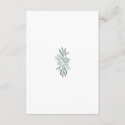 Botanische Floral Sage Mint Emerald Green Wedding Informatiekaartje (Achterkant)