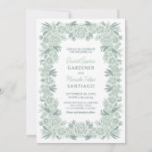 Botanische Floral Sage Mint Emerald Green Wedding Kaart (Voorkant)