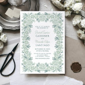 Botanische Floral Sage Mint Emerald Green Wedding Kaart