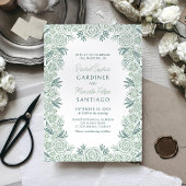 Botanische Floral Sage Mint Emerald Green Wedding Kaart