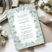 Botanische Floral Sage Mint Emerald Green Wedding Kaart