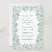 Botanische Floral Sage Mint Emerald Green Wedding Kaart (Voorkant)