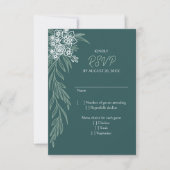 Botanische Floral Sage Mint Emerald Green Wedding RSVP Kaartje (Voorkant)