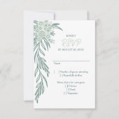 Botanische Floral Sage Mint Emerald Green Wedding RSVP Kaartje (Voorkant)