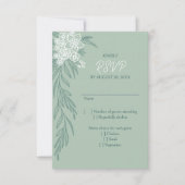 Botanische Floral Sage Mint Emerald Green Wedding RSVP Kaartje (Voorkant)