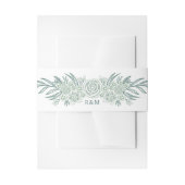 Botanische Floral Sage Mint Emerald Green Wedding Uitnodigingen Wikkel (Voorkant Voorbeeld)