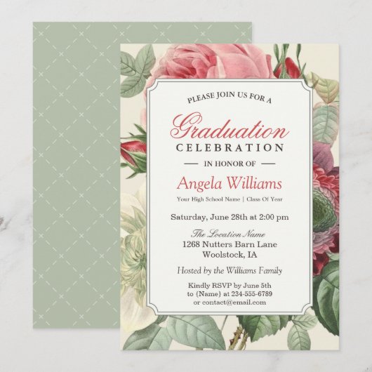  Botanische Floral Senior Graduation Party Kaart (Voorkant / Achterkant)