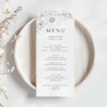 Botanische Floral Sketch Menu<br><div class="desc">Dit aanpasbare menu is ontworpen om te coördineren met onze Botanische Floral Illustratie en bevat zachte elegante illustraties van botanische bloemen en bladeren. Dit is een klassiek en poëtisch collectie voor een bruiloft, geschikt voor elk trouwthema en elk seizoen. Voor een meer geavanceerde aanpassing van dit ontwerp, bijvoorbeeld het wijzigen...</div>