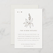 Botanische Floral Sketch Monogram Weddenschap Deta Informatiekaartje (Voorkant / Achterkant)