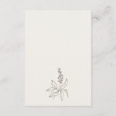 Botanische Floral Sketch Monogram Weddenschap Deta Informatiekaartje (Achterkant)